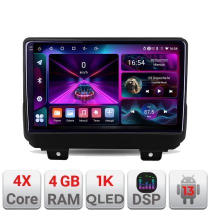Navigatie Jeep Wrangler 2018- A-WRANGLER  4+64 InCell Display 1K Android Waze USB Navigatie Internet Youtube Radio