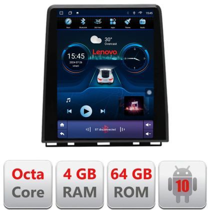 Navigatie Renault Clio 5 high Lenovo Tesla Qled 9.7" Octacore 4Gb RAM 64Gb Hdd 4G DSP Carplay Android Auto 360 camere Bluetooth