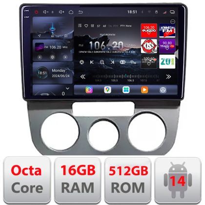 Navigatie VW Golf 5 2004-2010 clima manuala Android radio gps internet 8 core QLED 2K 16+512GB 360 Edotec