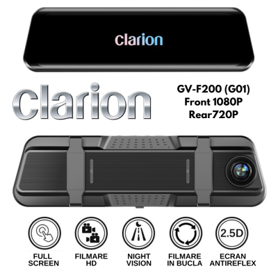 Camera DVR tip Oglinda Clarion Fata si Spate cu Marsarier 1080P+720P