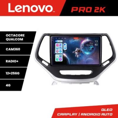 Navigatie Jeep Cherokee 2014-2019 Lenovo Kit-248 8 core QLED 2K 12+256 360 Android Waze USB Navigatie Internet Youtube Radio
