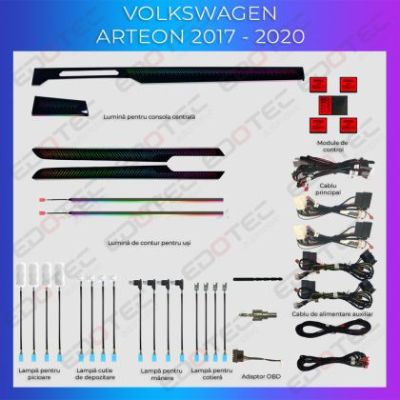 Lumini ambientale VW Arteon 2019-2020 set complet control telefon sau sistem original