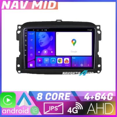Navigatie Fiat 500 2015 2021 KIT 500new EDOTEC-LITE Android Ecran 720P Octa Core 4 64 Carplay
