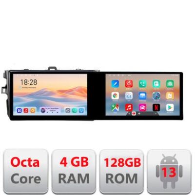 Navigatie Toyota Corolla Edotec 2 ecrane  8 core 4+128 21.6 inch Incell android Wifi 5Ghz gps internet  Kit-063