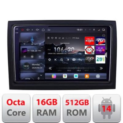 Navigatie Fiat ducato 2006- Edotec Kit-DUCATO 8 core QLED 2K 16+512GB 360 Android Waze USB Navigatie Internet Youtube Radio