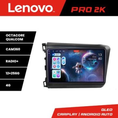 Navigatie Honda Civic 2012-2015 Lenovo Kit-132 8 core QLED 2K 12+256 360 Android Waze USB Navigatie Internet Youtube Radio