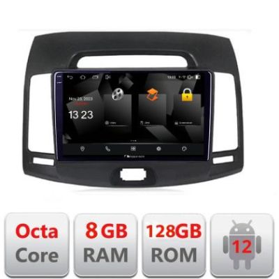 Navigatie Hyundai Elantra 2007-2011 5960Pro-2009 Android Octa Core Qualcomm 2K Qled 8+128 DTS DSP 360 4G Optical