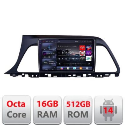 Navigatie Hyundai Sonata 2014-2018 Edotec Kit-417 8 core QLED 2K 16+512GB 360 Android Waze USB Navigatie Internet Youtube Radio
