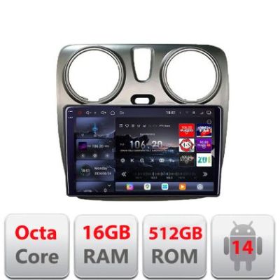Navigatie Dacia Dokker Lodgy Android radio bluetooth internet 8 core QLED 2K 16+512GB 360 RAM Edotec