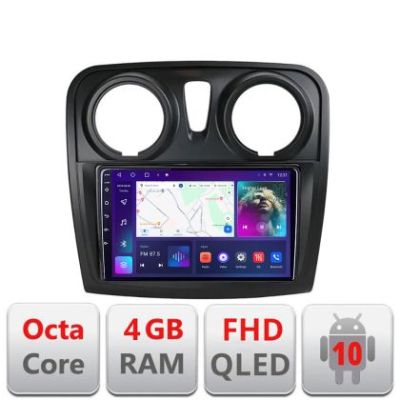 Navigatie Dacia Sandero Logan 2012-2020 B-sandero Android Ecran QLED octa core 4+64 carplay android auto kit-sandero+EDT-E309V3