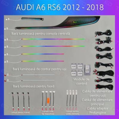 Lumini ambientale Audi  A6 RS6 C7 2012-2018 set complet control telefon sau sistem original