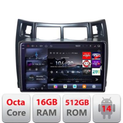 Navigatie Toyota Yaris 2008-2011 Edotec Kit-YARIS08 8 core QLED 2K 16+512GB 360 Android Waze USB Navigatie Internet Youtube Radio Edotec