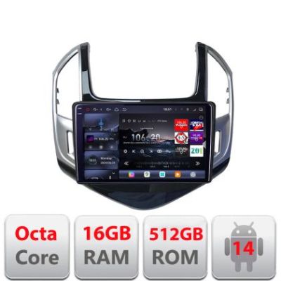 Navigatie Chevrolet Cruze 2013- Edotec Kit-1267 8 core QLED 2K 16+512GB 360 Android Waze USB Navigatie Internet Youtube Radio