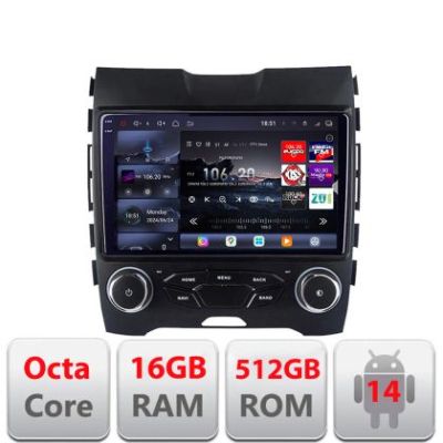 Navigatie Ford Edge 2015-2021 midline Edotec Kit-edge-mid 8 core QLED 2K 16+512GB 360 Android Waze USB Navigatie Internet Youtube Radio