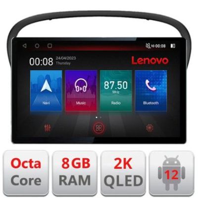 Navigatie Peugeot 607 Ecran 2K QLED 13",Octacore,8Gb RAM,128Gb Hdd,4G,360,DSP,Carplay,Bluetooth