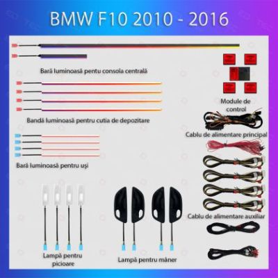 Lumini ambientale  BMW Seria 5 (F10) 2012-2017 dedicat  set complet control telefon sau sistem original