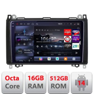 Navigatie Mercedes VW Edotec Kit-068 8 core QLED 2K 16+512GB 360 Android Waze USB Navigatie Internet Youtube Radio