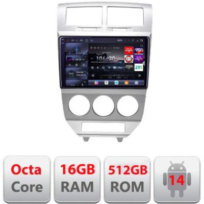 Navigatie Dodge Caliber 2006-2010 Edotec Kit-caliber-06 8 core QLED 2K 16+512GB 360 Android Waze USB Navigatie Internet Youtube Radio