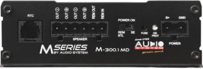 Amplificator Audio System M-300.1 MD, 1 x 300 watts, monobloc, in 2 sau 4 ohm, dimensiune micro clasa D pentru subwoofer