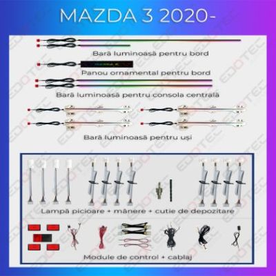 Lumini ambientale Mazda 3 2020-2023 set complet control telefon sau sistem original