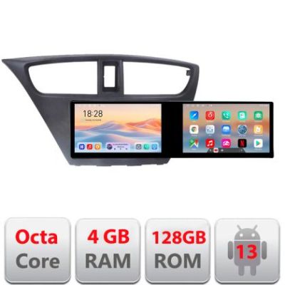 Navigatie Honda Civic 2012-2016 Kit-civic Edotec 2 ecrane  8 core 4+128 21.6 inch Incell android Wifi 5Ghz gps internet a