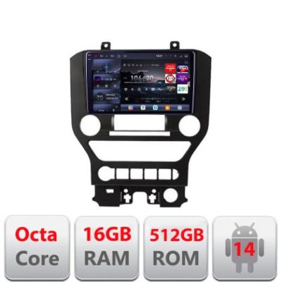 Navigatie Ford Mustang 2015-2020 Edotec Kit-MUSTANG-NAVI8 core QLED 2K 16+512GB 360 Android Waze USB Navigatie Internet Youtube Radio