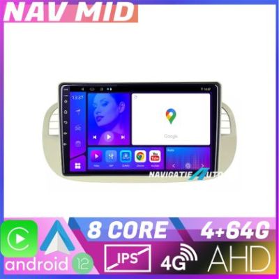 Navigatie Fiat 500 intre anii 2007 2015 EDOTEC-LITE Android Ecran 720P Octa Core 4 64 Carplay