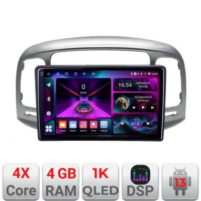 Navigatie Hyundai Accent 2006-2012 A-ACCENT  4+64 InCell Display 1K Android Waze USB Navigatie Internet Youtube Radio