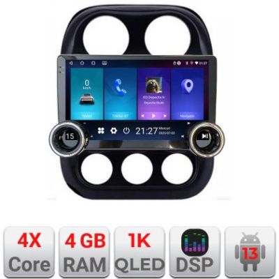 Navigatie Jeep Compass 2010-2016 Manual Kit-2500 Edotec  4+64 10.5 inch Incell 1K android Wifi 5Ghz gps internet 32