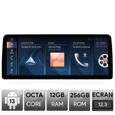 Navigatie BMW Seria 6 E63 2006-2012 cu ecran CIC, Android, Octa Core, 12+256, 12.3", Qled 2K 2400x900, Qualcomm 680