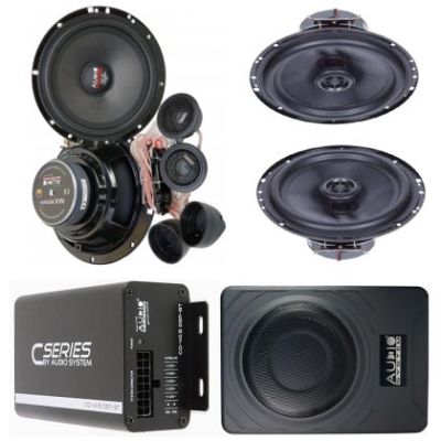 Pachet 2 Difuzoare Audio System MX 165 EVO + 2 difuzoare MXC 165 EVO + Amplificator 5 canale + Subwoofer Underseat si accesorii instalare