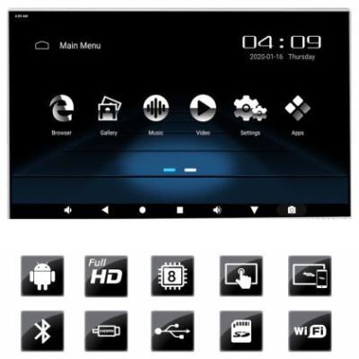 Edotec EDT-TRAVEL13.3-B Travelmate Tetiera cu Android 13.3" USB SD 1080p internet Touchscreen