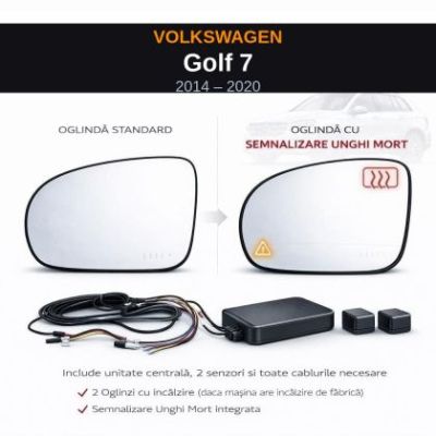 Senzor unghi mort Volkswagen Golf 7 2014-2020 — oglindă dedicată