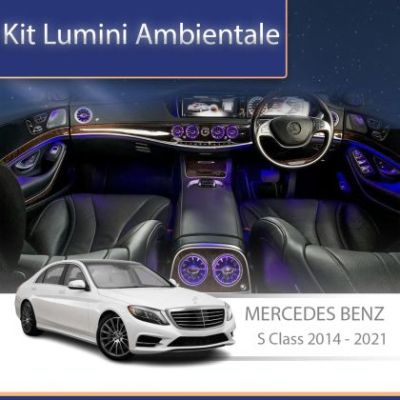 Lumini Ambientale NIGHTVIBE difuzoare stalpi fata Mercedes Clasa S W222 control pe sistemul original sau telefon