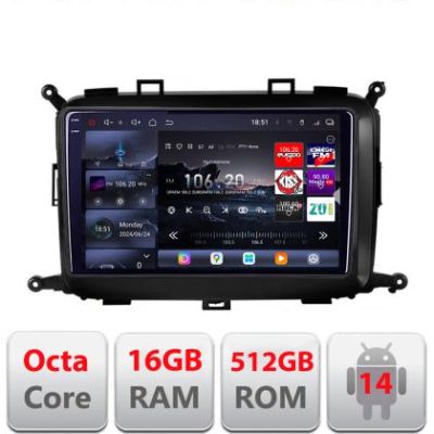 Navigatie Kia Carens 2013-2018 Edotec Kit-2023 8 core QLED 2K 16+512GB 360 Android Waze USB Navigatie Internet Youtube Radio