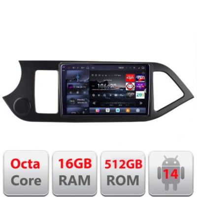 Navigatie Kia Picanto 2011-2015 Edotec Kit-217 8 core QLED 2K 16+512GB 360 Android Waze USB Navigatie Internet Youtube Radio