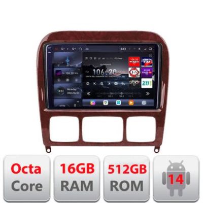 Navigatie Mercedes Clasa S 1998-2005 Edotec Kit-220 8 core QLED 2K 16+512GB 360 Android Waze USB Navigatie Internet Youtube Radio