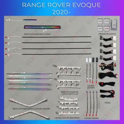 Lumini Ambientale NIGHTVIBE Range Rover Evoque 2020- set complet control telefon sau sistem original