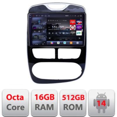 Navigatie Renault Clio 4 2012-2019 V1 Edotec Kit-467 8 core QLED 2K 16+512GB 360 Android Waze USB Navigatie Internet Youtube Radio