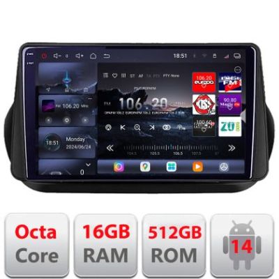 Navigatie Peugeot Bipper, Citroen Nemo, Fiat Qubo 2008-2017 Android radio gps internet 8 core QLED 2K 16+512GB 360 Edotec v1