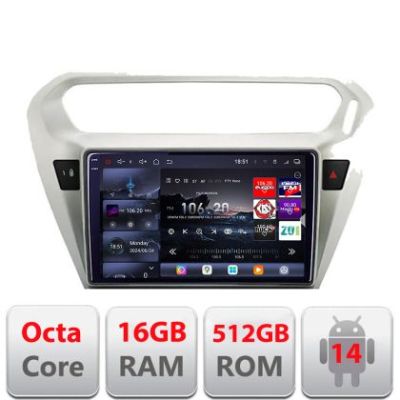 Navigatie Peugeot 301 2012-2020 Citroen C-Elisee Edotec Kit-301 8 core QLED 2K 16+512GB 360 Android Waze USB Navigatie Internet Youtube Radio