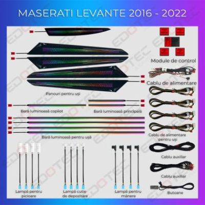 Lumini Ambientale NIGHTVIBE Maserati Levante 2016-2022 set complet control telefon sau sistem original