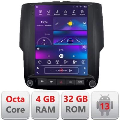 Navigatie Dodge Ram 2013-2018 Edonav Tesla Qled 9.7",Octacore,4Gb RAM,32Gb,4G,DSP,Carplay,Android Auto, 360, fibra optica, coaxial,Bluetooth