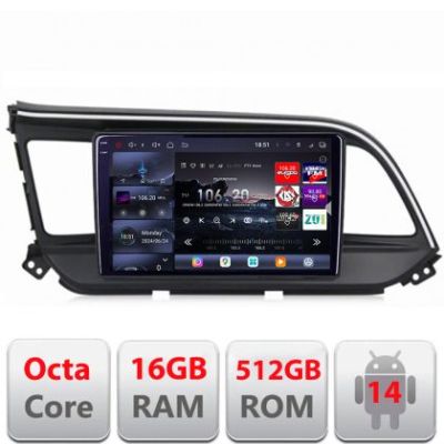 Navigatie Hyundai Elantra 2018- Edotec Kit-1581 8 core QLED 2K 16+512GB 360 Android Waze USB Navigatie Internet Youtube Radio