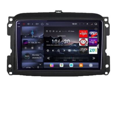 Navigatie Fiat 500 2015-2021 Edotec Kit-500new 8 core QLED 2K 16+512GB 360 Android Waze USB Navigatie Internet Youtube Radio
