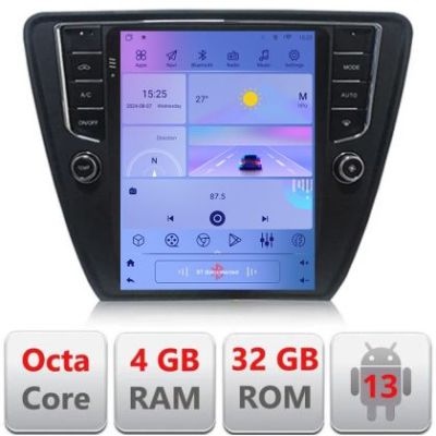 Navigatie Skoda Octavia 3,Qled 9.7" Qled 4+32 360 Android wifi 4G carplay android auto kit-tesla-045+EDT-E420