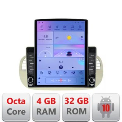 Navigatie Fiat 500 intre anii 2007-2015 Android radio gps internet  Octa Core 4+64 LTE Kit-fiat500+EDT-E709