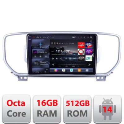 Navigatie Kia Sportage 2016-2018 Edotec Kit-567 8 core QLED 2K 16+512GB 360 Android Waze USB Navigatie Internet Youtube Radio