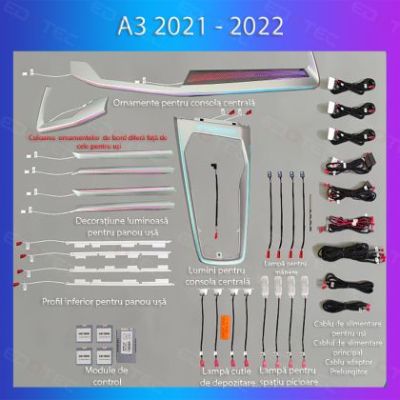 Lumini Ambientale NIGHTVIBE Audi A3 2021-2022  set complet control telefon sau sistem original