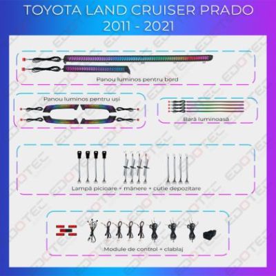 Lumini Ambientale NIGHTVIBE Toyota Prado 2011-2021 set complet control telefon sau sistem original